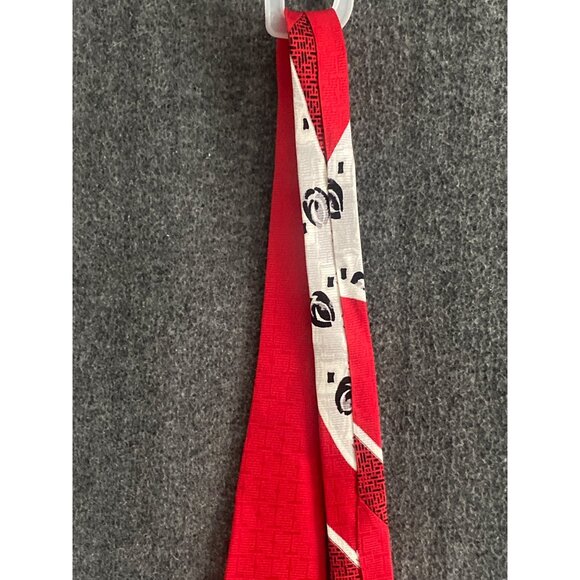 Emilio Ponte Necktie Abstract Geometric Red Black White Men Silk Korea VTG - Picture 11 of 11